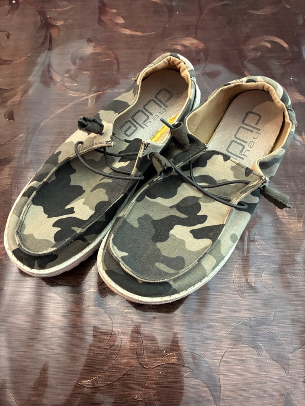 Hey Dude Wendi Camo Slip-On Loafers in Olive and Black